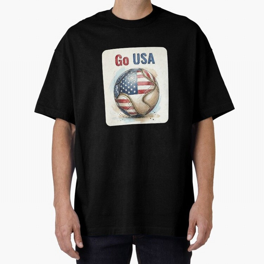Go USA Soccer Ball Flag | American Football Fan Graphic Tee Classic T-Shirt Celebrate Supporters United by FIFA World Cup 2026 for Fans of Neymar, Haaland and Cristiano Ronaldo and Argentina, Bringing Football History, Final Match Energy, Crowd