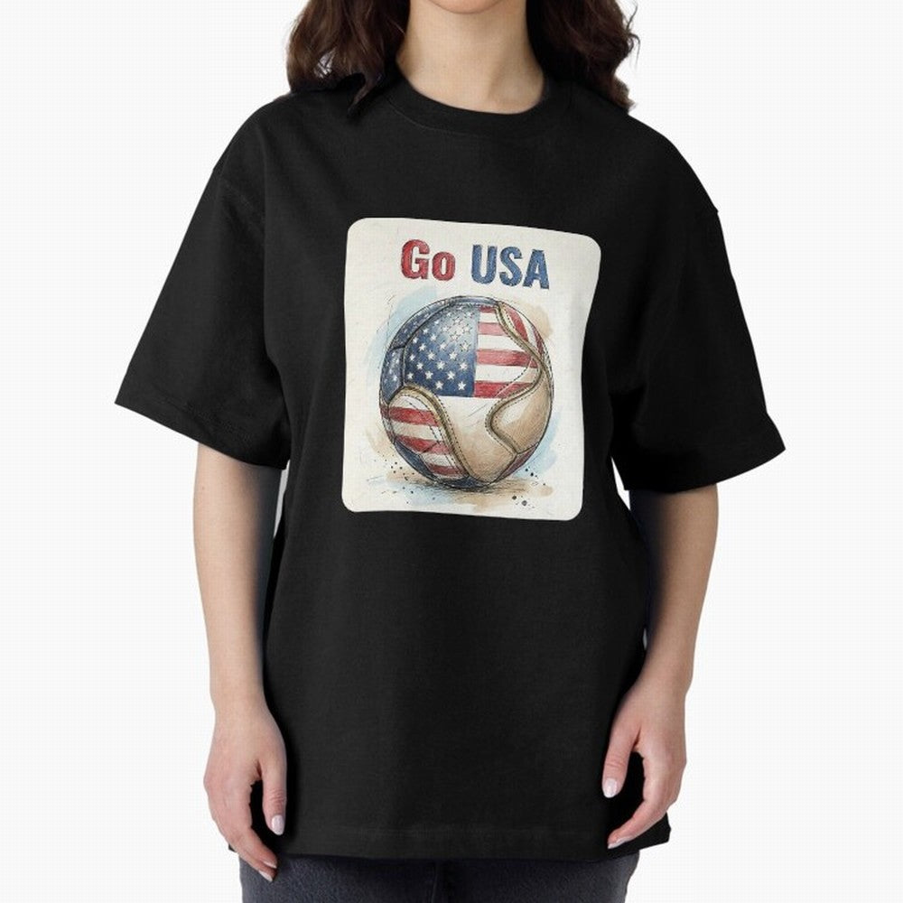 Go USA Soccer Ball Flag | American Football Fan Graphic Tee Classic T-Shirt Celebrate Supporters United by FIFA World Cup 2026 for Fans of Neymar, Haaland and Cristiano Ronaldo and Argentina, Bringing Football History, Final Match Energy, Crowd