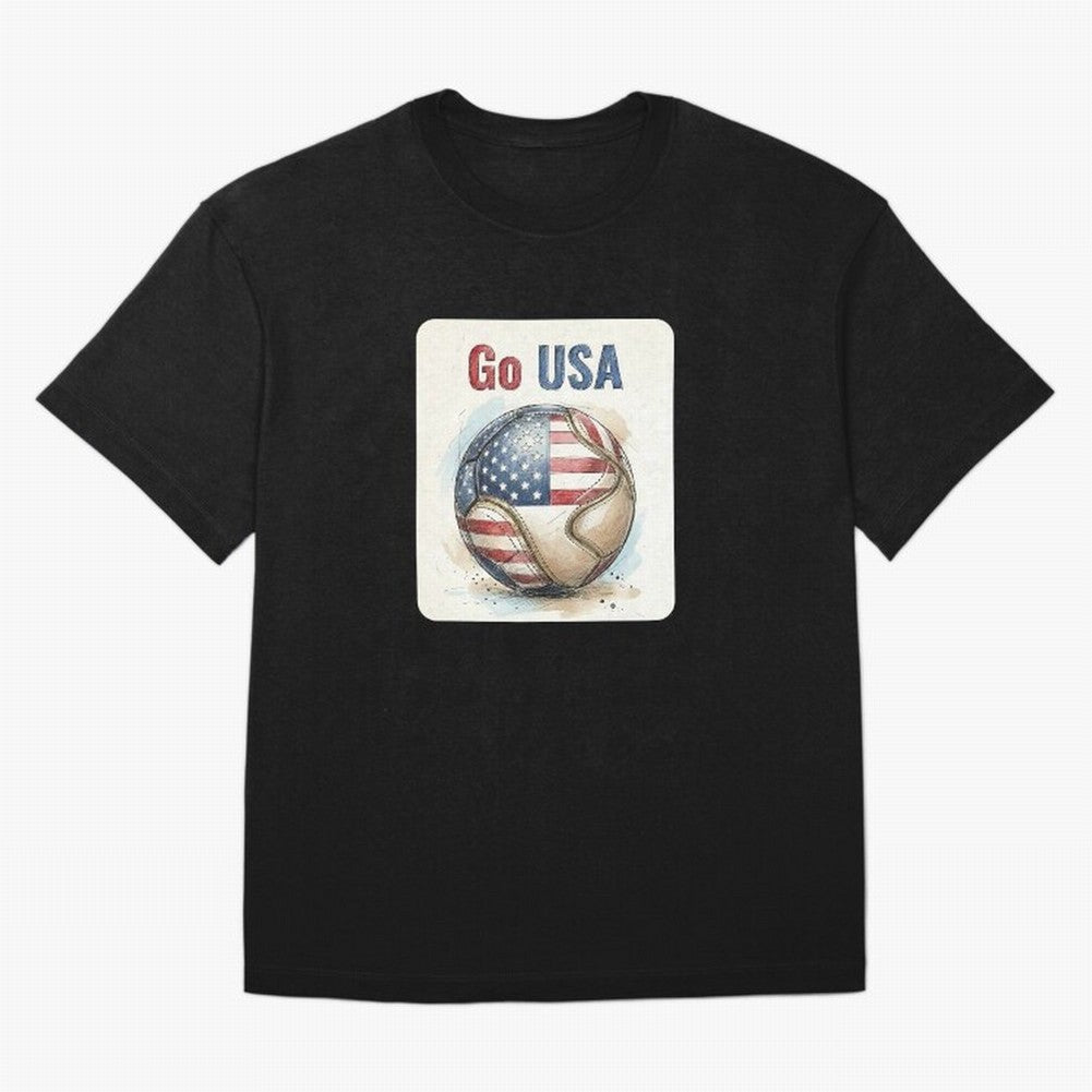 Go USA Soccer Ball Flag | American Football Fan Graphic Tee Classic T-Shirt Celebrate Supporters United by FIFA World Cup 2026 for Fans of Neymar, Haaland and Cristiano Ronaldo and Argentina, Bringing Football History, Final Match Energy, Crowd