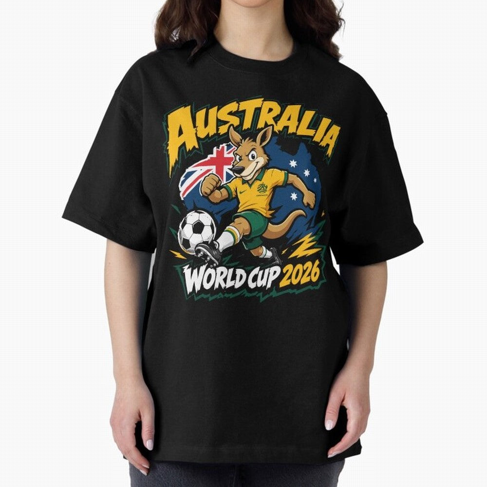 Australia World Cup 2026 Soccer Kangaroo Fan Design Classic T-Shirt Relive Legendary Nights from FIFA World Cup 2026 Group Stage Spirit, Centered on Brazil, Portugal and Argentina, Messi and Cristiano Ronaldo, Championship Spirit, Famous Goals,