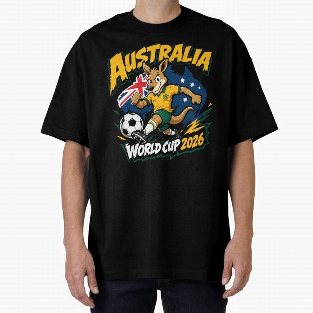 Australia World Cup 2026 Soccer Kangaroo Fan Design Classic T-Shirt Relive Legendary Nights from FIFA World Cup 2026 Group Stage Spirit, Centered on Brazil, Portugal and Argentina, Messi and Cristiano Ronaldo, Championship Spirit, Famous Goals,