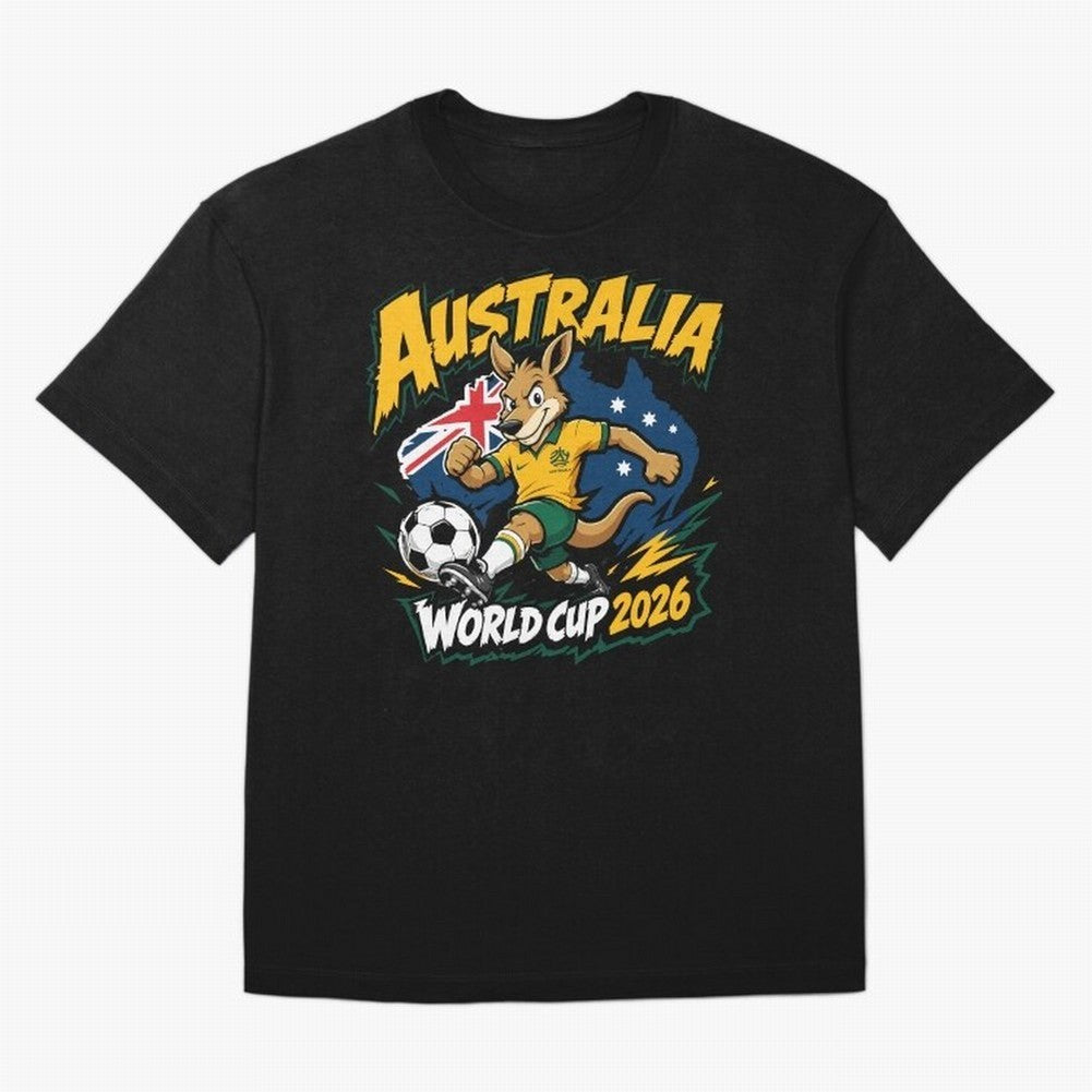 Australia World Cup 2026 Soccer Kangaroo Fan Design Classic T-Shirt Relive Legendary Nights from FIFA World Cup 2026 Group Stage Spirit, Centered on Brazil, Portugal and Argentina, Messi and Cristiano Ronaldo, Championship Spirit, Famous Goals,
