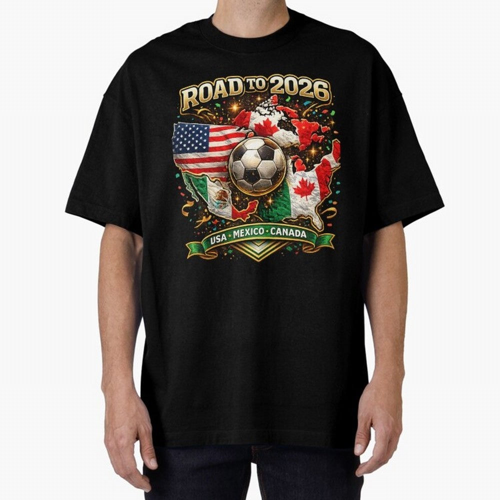 Road to 2026 Soccer Tournament - USA Mexico Canada Flags Classic T-Shirt Elevate FIFA World Cup 2026 Group Stage for Fans of Haaland and Spain and Netherlands, Bringing Classic Soccer Heritage, Championship Pressure, Fan Loyalty and International