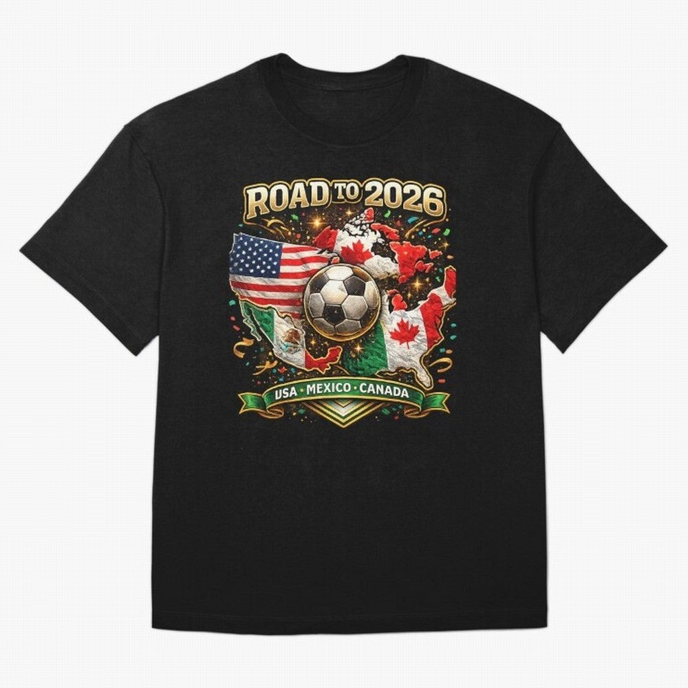 Road to 2026 Soccer Tournament - USA Mexico Canada Flags Classic T-Shirt Elevate FIFA World Cup 2026 Group Stage for Fans of Haaland and Spain and Netherlands, Bringing Classic Soccer Heritage, Championship Pressure, Fan Loyalty and International