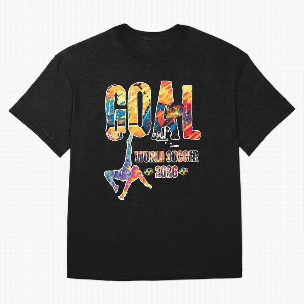 Goal World Soccer Championship 2026 Classic T-Shirt Bring a Vintage Feel to Global Football Passion for FIFA World Cup 2026 Group Stage, Driven by Mbappe and Neymar, Argentina and Brazil, Championship Spirit, Famous Goals, Roaring Crowds and
