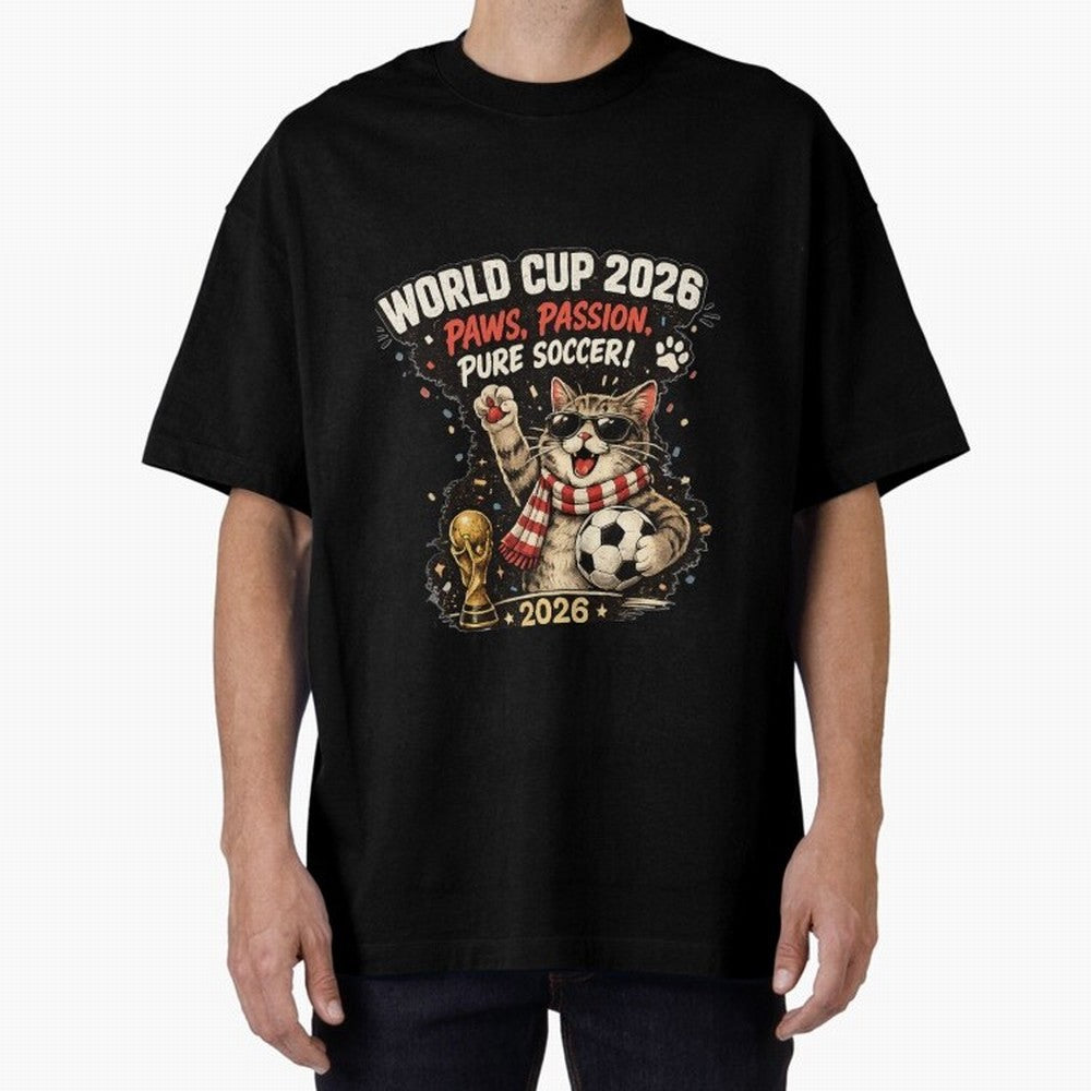 World Cup 2026 Funny Cat Soccer Retro Shirt Classic T-Shirt Turn Up for Global Football Passion for FIFA World Cup 2026 Group Stage, Built around Messi, Neymar and Mbappe, Brazil, Portugal and Argentina, Stadium Memories, Football Loyalty,