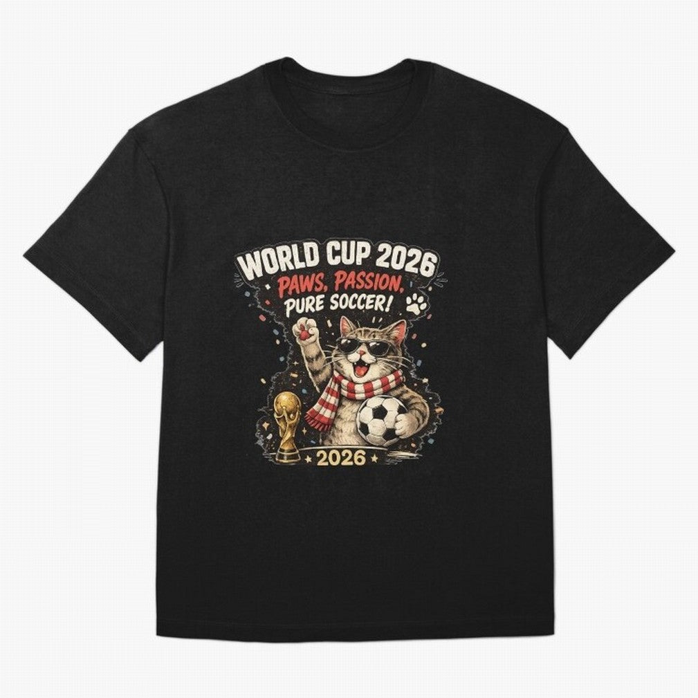 World Cup 2026 Funny Cat Soccer Retro Shirt Classic T-Shirt Turn Up for Global Football Passion for FIFA World Cup 2026 Group Stage, Built around Messi, Neymar and Mbappe, Brazil, Portugal and Argentina, Stadium Memories, Football Loyalty,