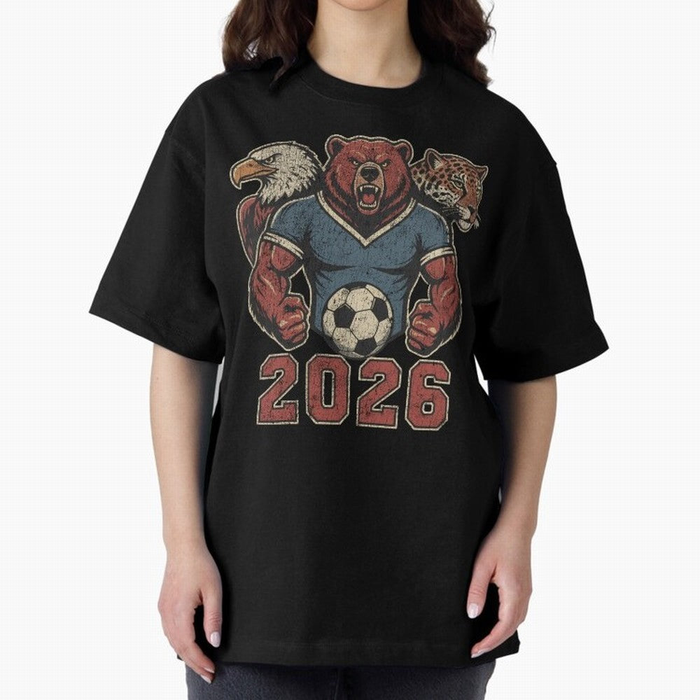 World Cup 2026 Host Mascots | USA Canada Mexico Soccer Classic T-Shirt Support Iconic Players in FIFA World Cup 2026 Spirit, Centered on France and Portugal, Messi and Cristiano Ronaldo, Global Supporter Spirit, Legendary Goals, National Colors and