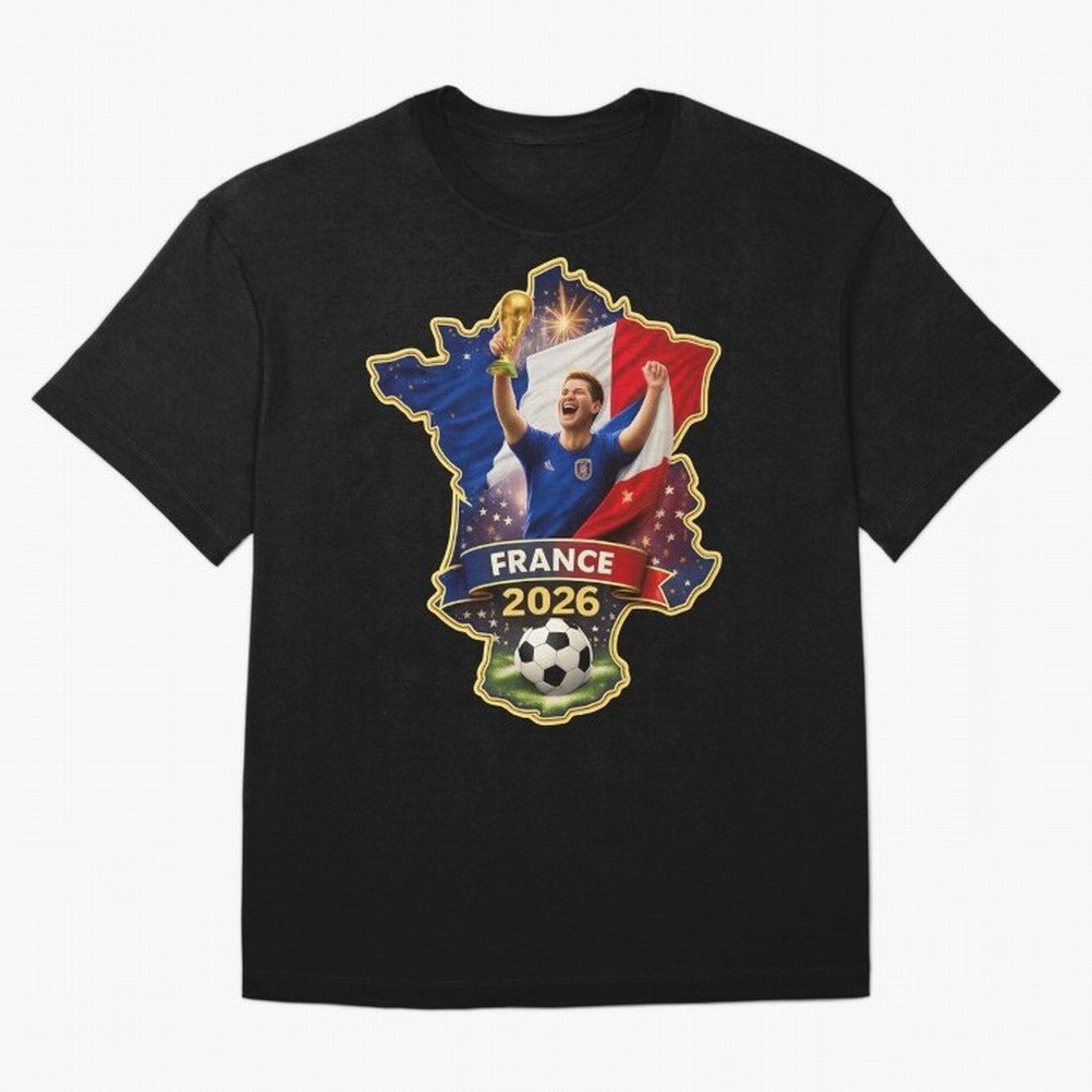 France Map Silhouette 2026 Football Victory Graphic Classic T-Shirt Capture Stadium Memories from FIFA World Cup 2026 Group Stage Celebrating Messi, Neymar and Mbappe, England, France and Netherlands Energy, Champion Mindset, Group Stage Buzz,