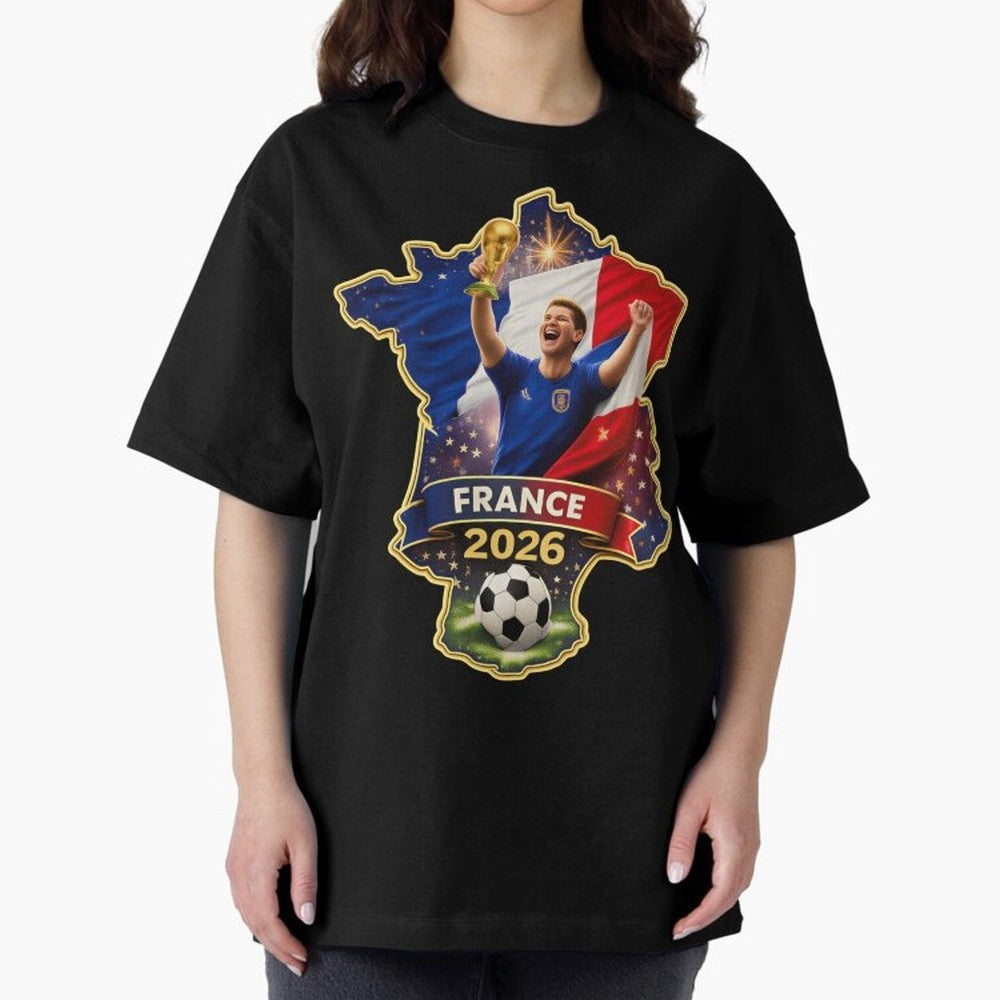 France Map Silhouette 2026 Football Victory Graphic Classic T-Shirt Capture Stadium Memories from FIFA World Cup 2026 Group Stage Celebrating Messi, Neymar and Mbappe, England, France and Netherlands Energy, Champion Mindset, Group Stage Buzz,