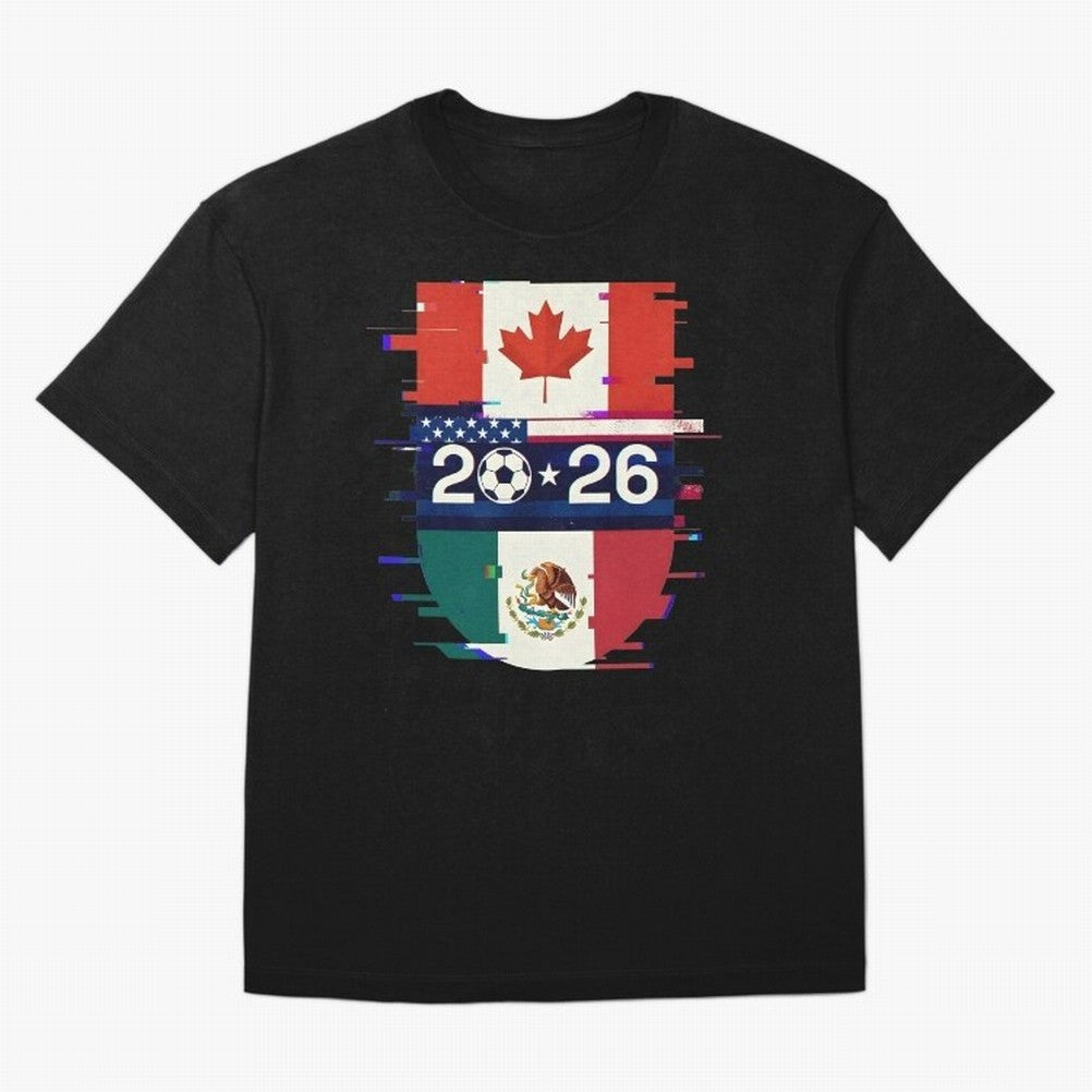 Glitched United 2026 - North America Emblem Cup Classic T-Shirt Showcase FIFA World Cup 2026 Made for Neymar, Brazil Energy, Vintage Soccer Flavor, Modern Football Stars, National Flags and Final Night Emotion; Built for Supporters Chasing Trophy