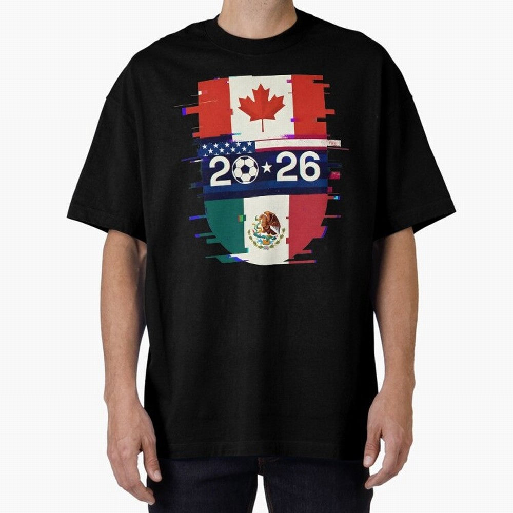 Glitched United 2026 - North America Emblem Cup Classic T-Shirt Showcase FIFA World Cup 2026 Made for Neymar, Brazil Energy, Vintage Soccer Flavor, Modern Football Stars, National Flags and Final Night Emotion; Built for Supporters Chasing Trophy