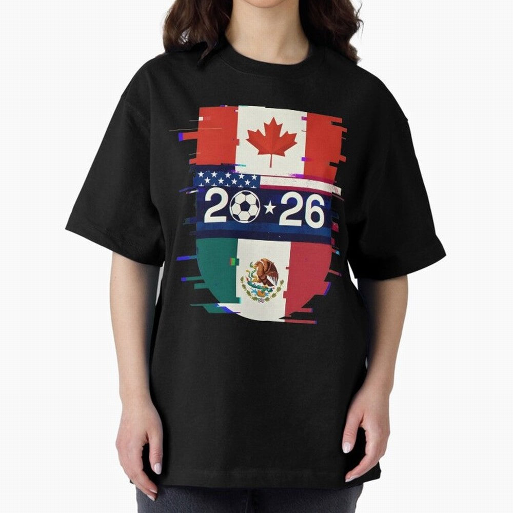 Glitched United 2026 - North America Emblem Cup Classic T-Shirt Showcase FIFA World Cup 2026 Made for Neymar, Brazil Energy, Vintage Soccer Flavor, Modern Football Stars, National Flags and Final Night Emotion; Built for Supporters Chasing Trophy