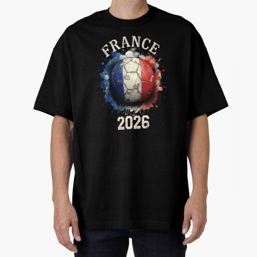 France 2026 Football Art | Vintage Tricolor Soccer Ball Splash Design Classic T-Shirt Back Your Heroes with the FIFA World Cup 2026 Group Stage Journey through CR7 and Messi Highlights, Argentina and Brazil Pride, Football Festival Excitement,