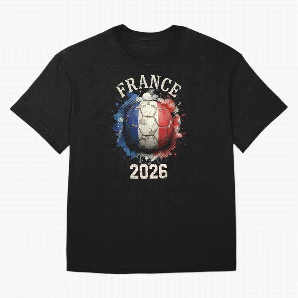 France 2026 Football Art | Vintage Tricolor Soccer Ball Splash Design Classic T-Shirt Back Your Heroes with the FIFA World Cup 2026 Group Stage Journey through CR7 and Messi Highlights, Argentina and Brazil Pride, Football Festival Excitement,