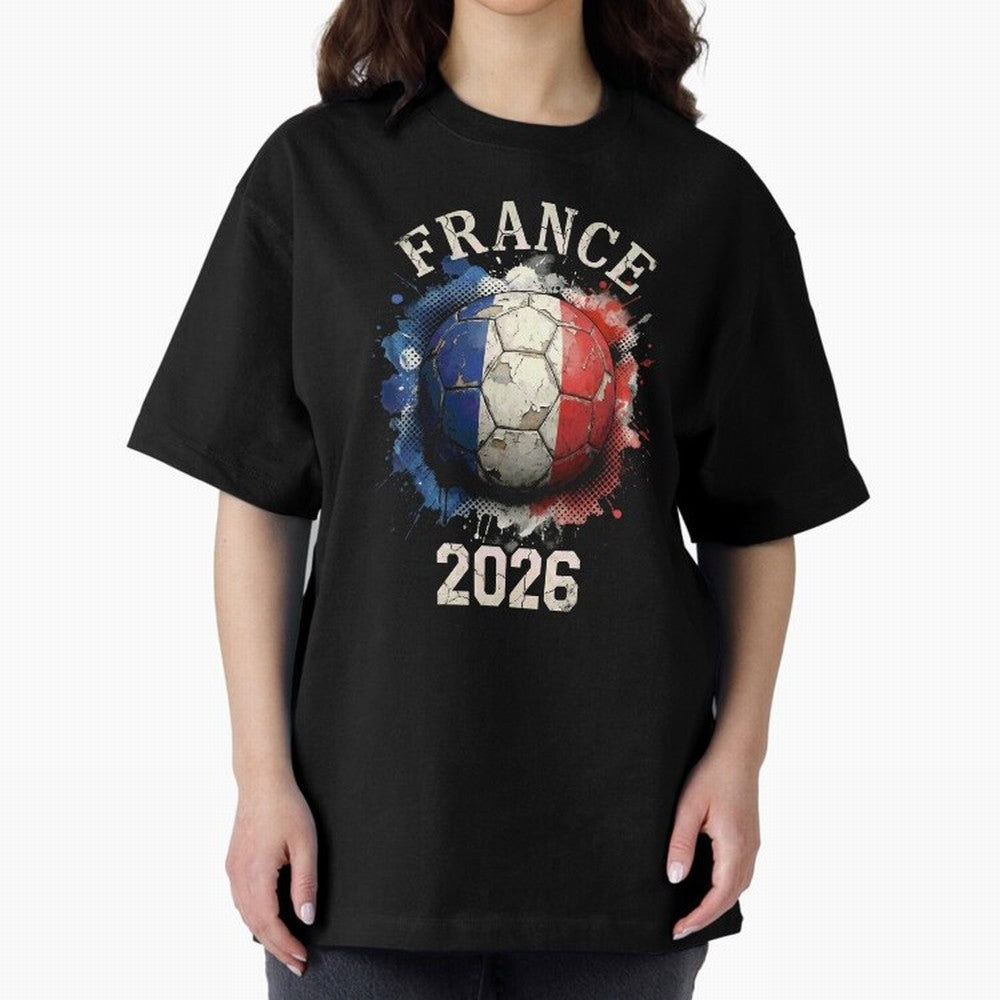 France 2026 Football Art | Vintage Tricolor Soccer Ball Splash Design Classic T-Shirt Back Your Heroes with the FIFA World Cup 2026 Group Stage Journey through CR7 and Messi Highlights, Argentina and Brazil Pride, Football Festival Excitement,