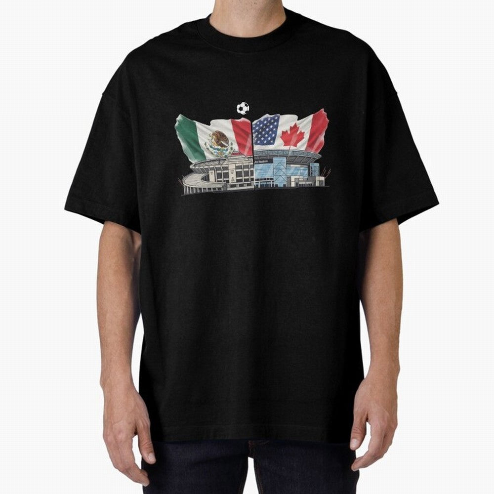 2026 World Cup Opening & Final ¨C Azteca Stadium Mexico & MetLife Stadium USA ¨C Football Design with Mexican, Canadian & US Flags Classic T-Shirt Elevate FIFA World Cup 2026 Capturing Cristiano Ronaldo, Haaland and CR7, Argentina, France and