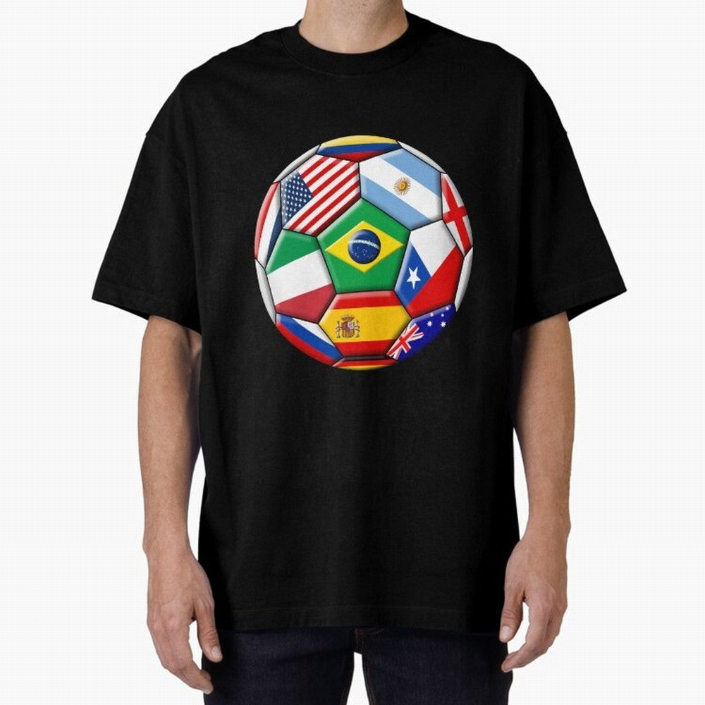 Soccer with various flags Classic T-Shirt Keep the Match Day Mood of FIFA World Cup 2026 Group Stage for Fans of Haaland and Portugal, Spain and Germany, Bringing Football Festival Excitement, Trophy Ambitions, Country Rivalries and Star Player