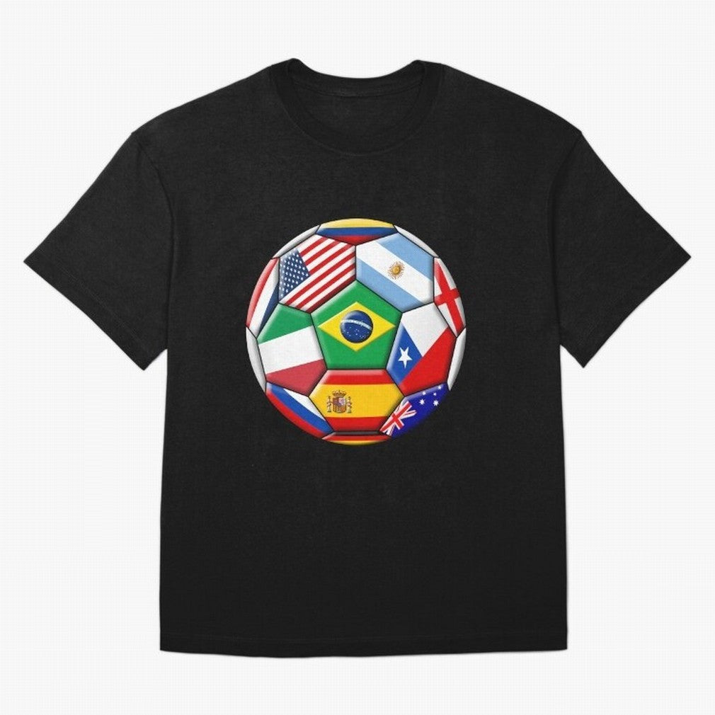 Soccer with various flags Classic T-Shirt Keep the Match Day Mood of FIFA World Cup 2026 Group Stage for Fans of Haaland and Portugal, Spain and Germany, Bringing Football Festival Excitement, Trophy Ambitions, Country Rivalries and Star Player