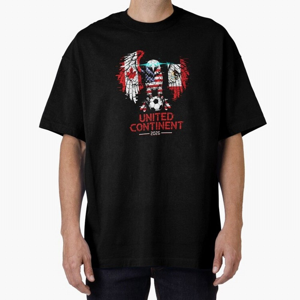 Glitched North America Eagle World Cup Soccer 2026 T-Shirt_83958408 Classic T-Shirt Follow the Final Road of FIFA World Cup 2026 Group Stage for Fans of Mbappe and Neymar and Argentina, France and Brazil, Bringing Stadium Memories, Football
