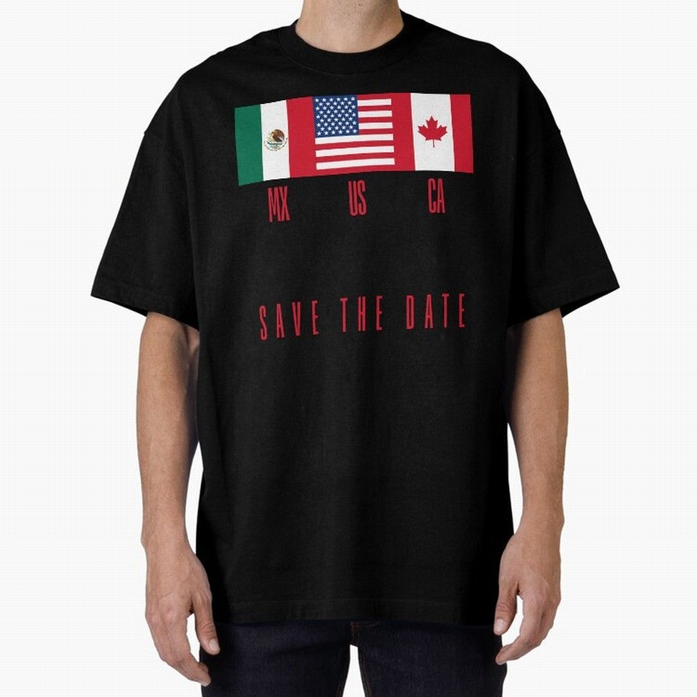 2026 World Cup Opening & Final ¨C Azteca Stadium Mexico & MetLife Stadium USA ¨C Football Design with Mexican, Canadian & US Flags Classic T-Shirt Keep Football History Alive during Match Day Hype around FIFA World Cup 2026, Messi, CR7 and Mbappe,