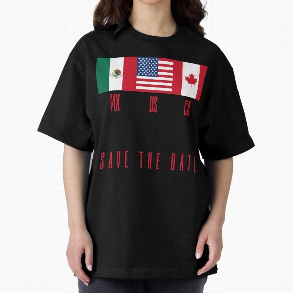 2026 World Cup Opening & Final ¨C Azteca Stadium Mexico & MetLife Stadium USA ¨C Football Design with Mexican, Canadian & US Flags Classic T-Shirt Keep Football History Alive during Match Day Hype around FIFA World Cup 2026, Messi, CR7 and Mbappe,