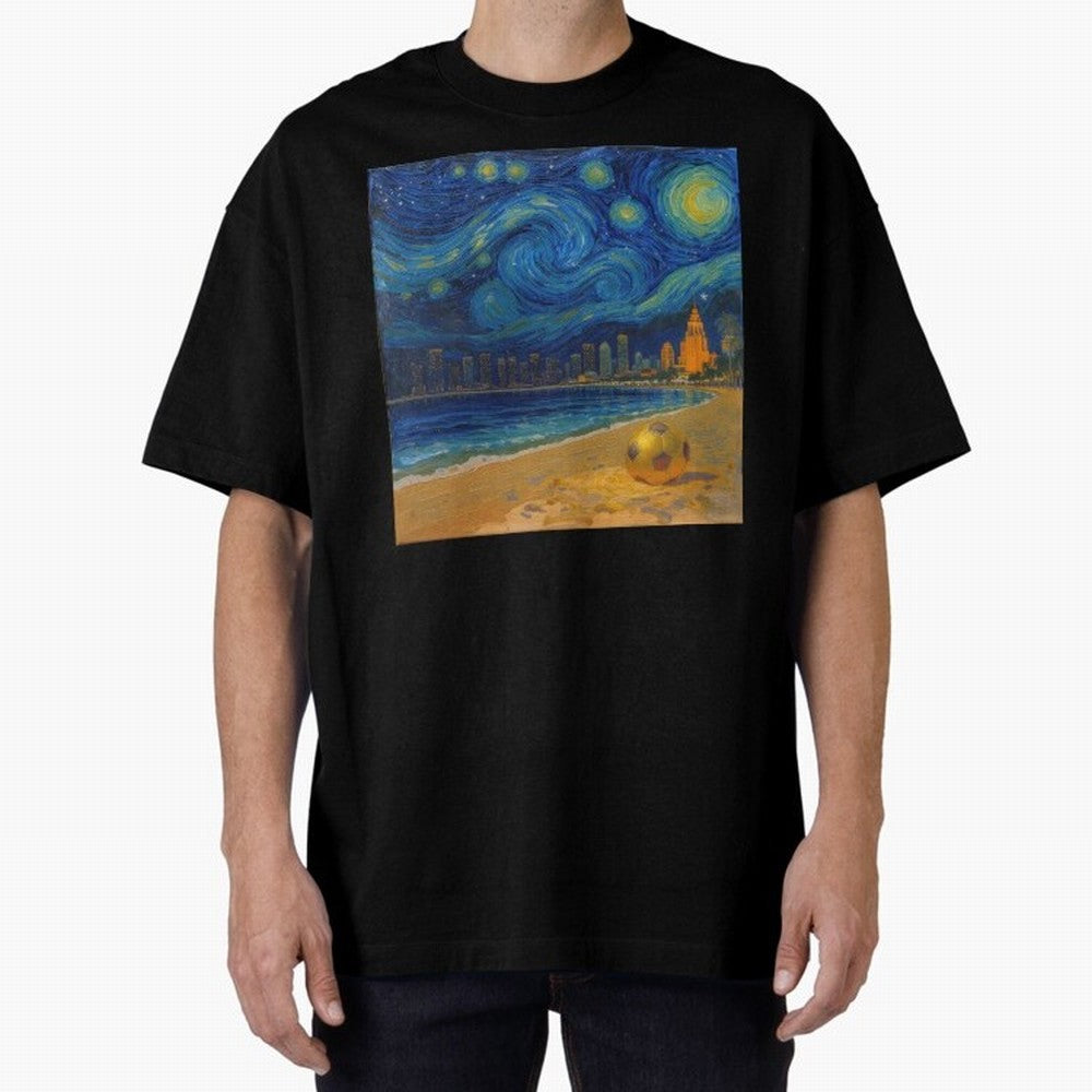 Golden Miami Starry Night Beach Soccer Fine Art Print Impasto Oil Painting Classic T-Shirt Keep Football History Alive during Match Day Hype around FIFA World Cup 2026 USA Canada Mexico, CR7 and Messi, Spain and Netherlands, Football History, Final