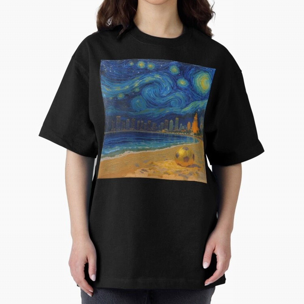 Golden Miami Starry Night Beach Soccer Fine Art Print Impasto Oil Painting Classic T-Shirt Keep Football History Alive during Match Day Hype around FIFA World Cup 2026 USA Canada Mexico, CR7 and Messi, Spain and Netherlands, Football History, Final