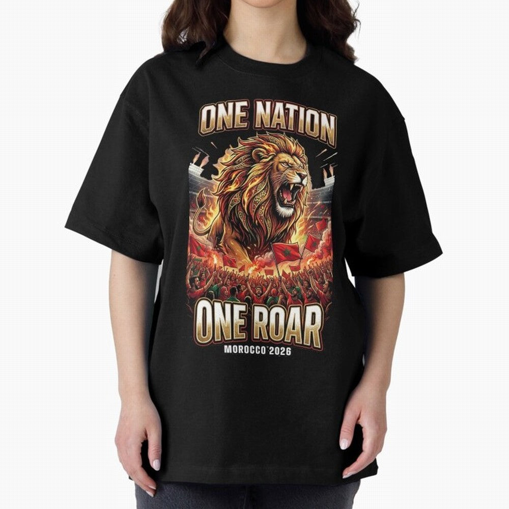 Morocco Football Fan - One Roar One Nation Classic T-Shirt Celebrate Rivalries and Pride in FIFA World Cup 2026 USA Canada Mexico for Fans of Messi and Argentina, Bringing Classic Soccer Heritage, Championship Pressure, Fan Loyalty and