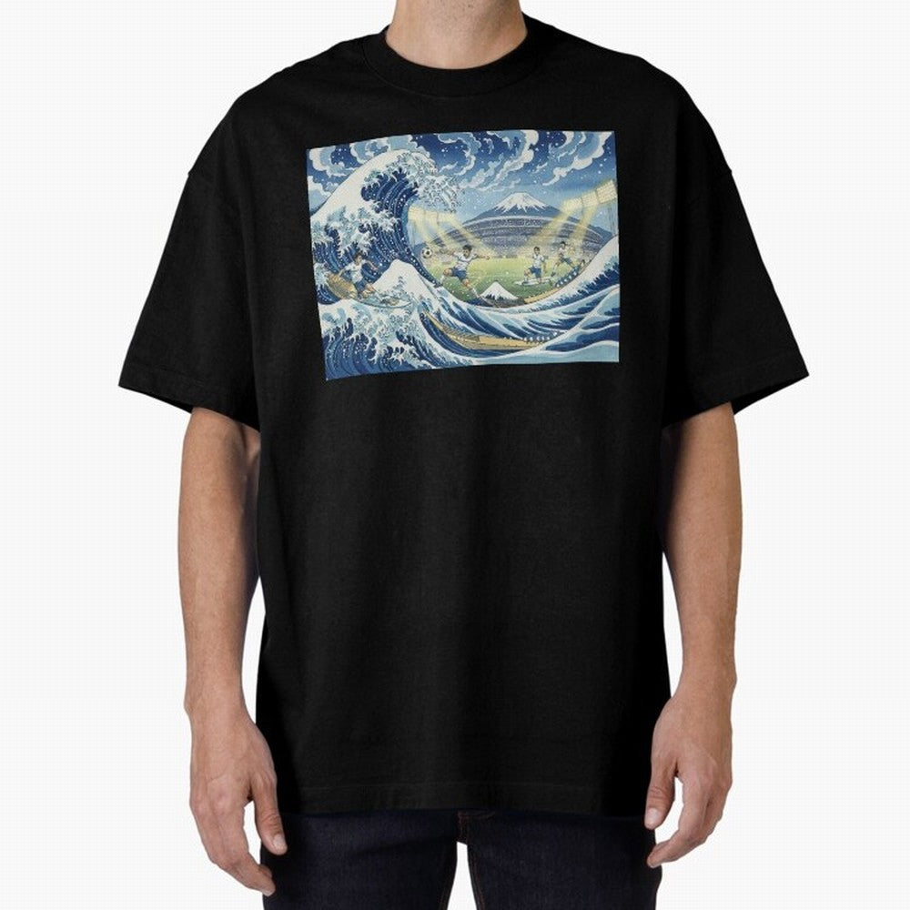 Soccer Players in Hokusai Waves Japan Classic T-Shirt Fuel the Hype around Global Football Passion for FIFA World Cup 2026 Group Stage, Featuring Messi, Neymar and Mbappe, Germany, Worldwide Fan Energy, Dramatic Goals, Stadium Lights and