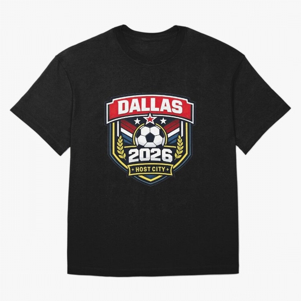Dallas 2026 Host City Emblem with Laurel Classic T-Shirt Keep Football History Alive during Match Day Hype around FIFA World Cup 2026 USA Canada Mexico, CR7 and Messi, Spain and Netherlands, Football History, Final Match Energy, Crowd Noise and