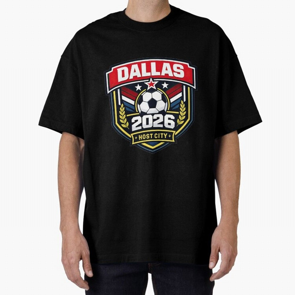 Dallas 2026 Host City Emblem with Laurel Classic T-Shirt Keep Football History Alive during Match Day Hype around FIFA World Cup 2026 USA Canada Mexico, CR7 and Messi, Spain and Netherlands, Football History, Final Match Energy, Crowd Noise and