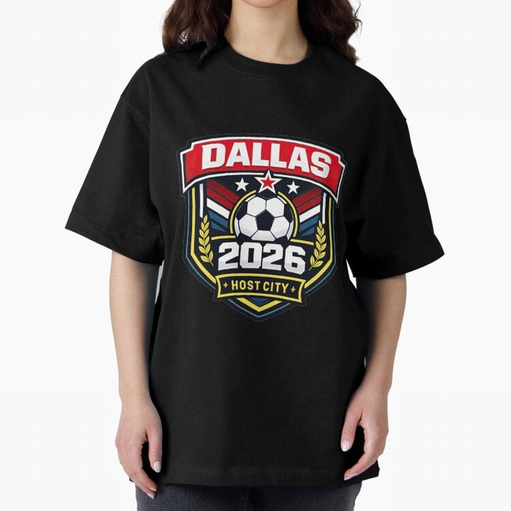 Dallas 2026 Host City Emblem with Laurel Classic T-Shirt Keep Football History Alive during Match Day Hype around FIFA World Cup 2026 USA Canada Mexico, CR7 and Messi, Spain and Netherlands, Football History, Final Match Energy, Crowd Noise and