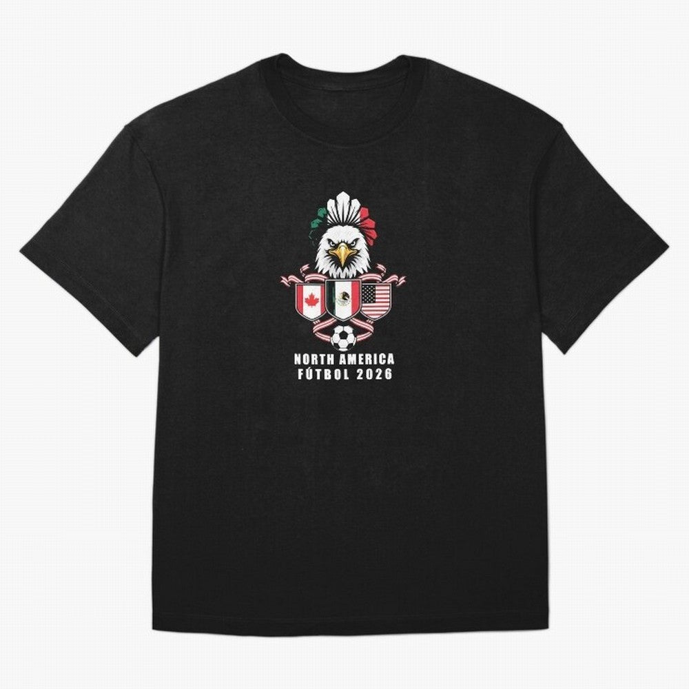 North America Football Spirit 2026 T-Shirt_82768088 Classic T-Shirt Celebrate Classic Football Spirit in FIFA World Cup 2026 USA Canada Mexico Centered on Messi, Brazil Energy, Vintage Soccer Flavor, Modern Football Stars, National Flags and Final