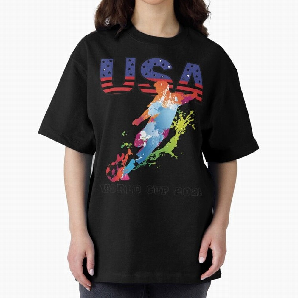 USA CAN MEX 26 Football Shirt | Color Splash International Fan Tee Classic T-Shirt Bring World Football Passion into FIFA World Cup 2026 for Fans of Mbappe and England, France and Netherlands, Bringing Sports Nostalgia, International Competition,