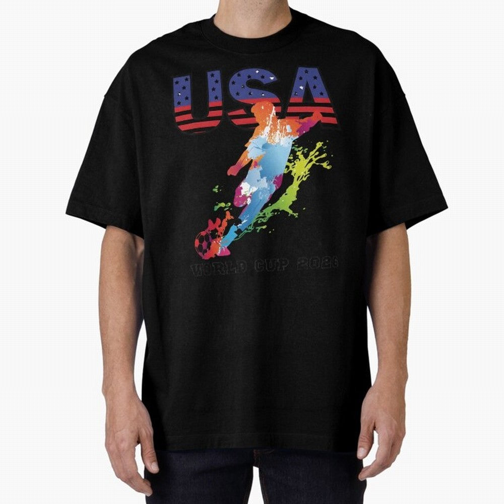 USA CAN MEX 26 Football Shirt | Color Splash International Fan Tee Classic T-Shirt Bring World Football Passion into FIFA World Cup 2026 for Fans of Mbappe and England, France and Netherlands, Bringing Sports Nostalgia, International Competition,