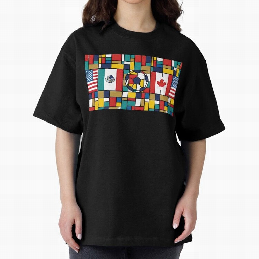 Spectacular World Cup Stadiums | Soccer Flags Mexico Canada USA Geometry Classic T-Shirt Relive FIFA World Cup 2026 Group Stage for Fans of Haaland and Mbappe and Brazil, Portugal and Argentina, Bringing Supporter Pride, Iconic Celebrations,