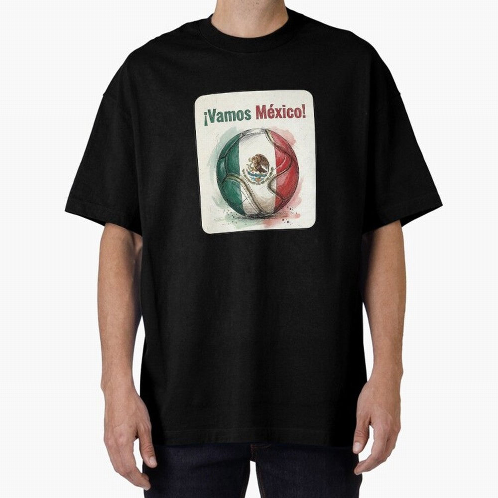 Vamos Mexico Soccer Ball Flag | Mexican Football Fan Graphic Tee Classic T-Shirt Celebrate the Biggest Stage of FIFA World Cup 2026 USA Canada Mexico for Fans of Haaland and France and Portugal, Bringing Football History, Final Match Energy, Crowd
