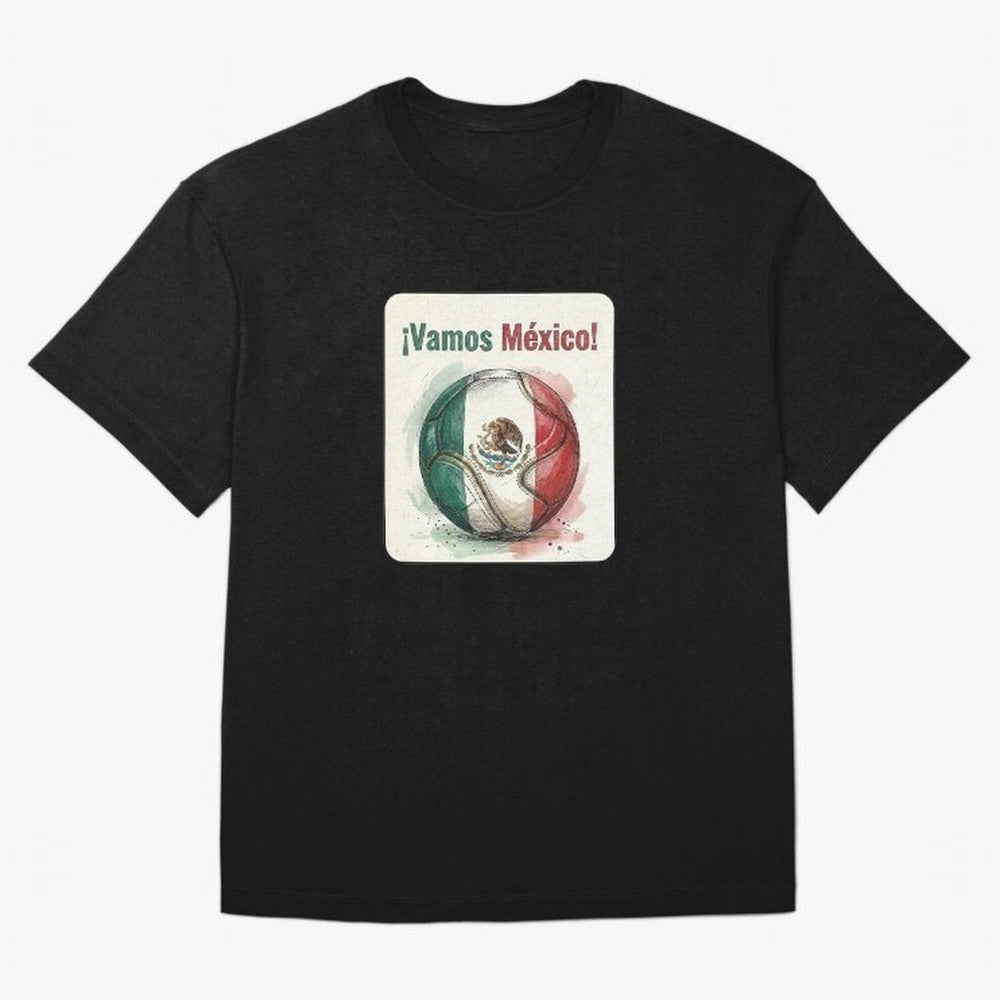 Vamos Mexico Soccer Ball Flag | Mexican Football Fan Graphic Tee Classic T-Shirt Celebrate the Biggest Stage of FIFA World Cup 2026 USA Canada Mexico for Fans of Haaland and France and Portugal, Bringing Football History, Final Match Energy, Crowd