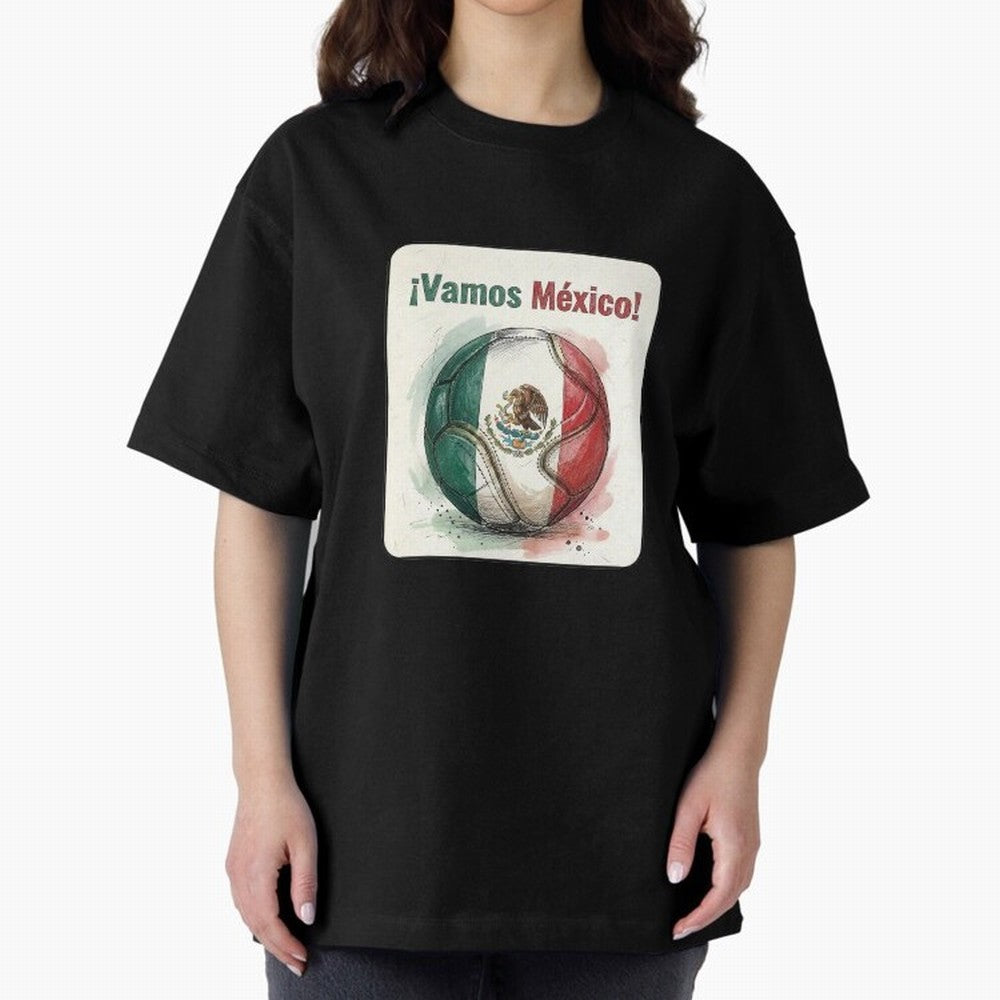 Vamos Mexico Soccer Ball Flag | Mexican Football Fan Graphic Tee Classic T-Shirt Celebrate the Biggest Stage of FIFA World Cup 2026 USA Canada Mexico for Fans of Haaland and France and Portugal, Bringing Football History, Final Match Energy, Crowd