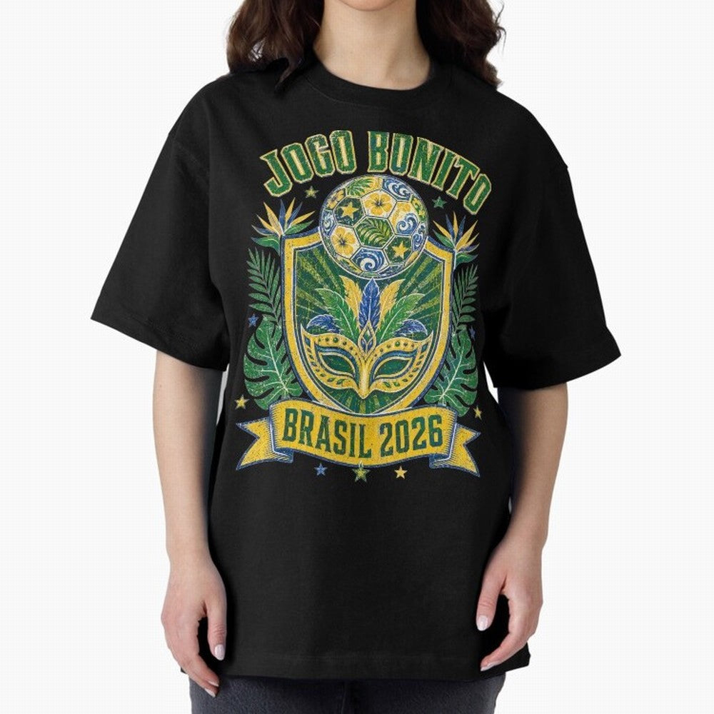Jogo Bonito Brasil 2026 World Cup Soccer T-Shirt Classic T-Shirt Bring World Football Passion into FIFA World Cup 2026 USA Canada Mexico for Fans of Neymar and Netherlands, Bringing Sports Nostalgia, International Competition, Famous Players and