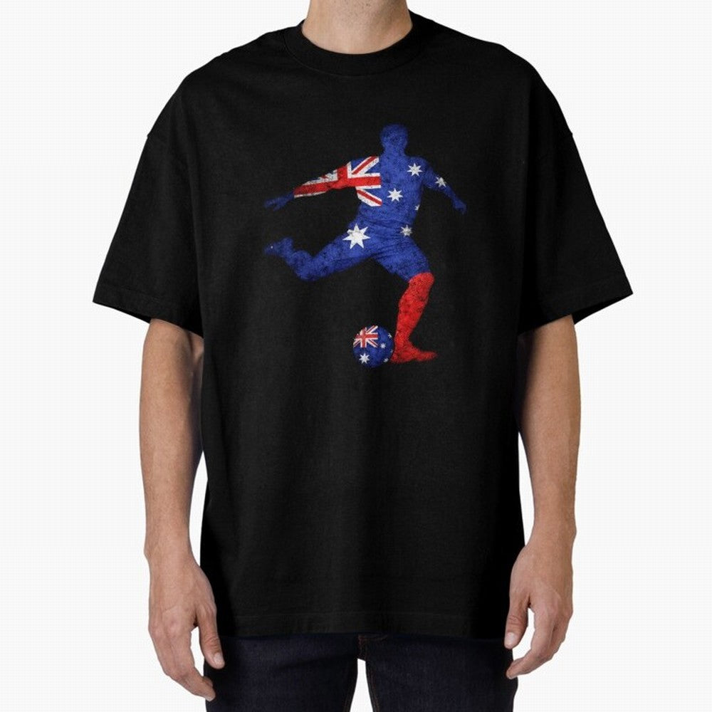 Australian Flag Silhouette Soccer World Cup Football Classic T-Shirt Celebrate Global Football Passion for FIFA World Cup 2026 USA Canada Mexico, Centered on Messi, England, Worldwide Fan Energy, Dramatic Goals, Stadium Lights and Championship