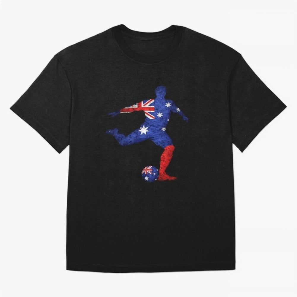 Australian Flag Silhouette Soccer World Cup Football Classic T-Shirt Celebrate Global Football Passion for FIFA World Cup 2026 USA Canada Mexico, Centered on Messi, England, Worldwide Fan Energy, Dramatic Goals, Stadium Lights and Championship
