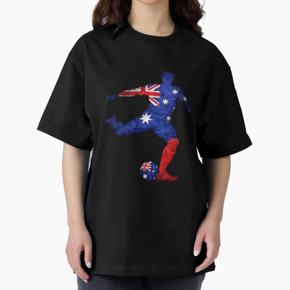 Australian Flag Silhouette Soccer World Cup Football Classic T-Shirt Celebrate Global Football Passion for FIFA World Cup 2026 USA Canada Mexico, Centered on Messi, England, Worldwide Fan Energy, Dramatic Goals, Stadium Lights and Championship