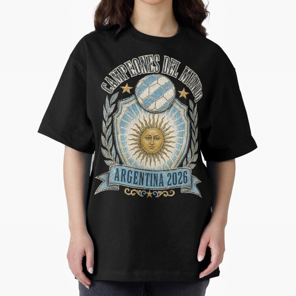 Campeones Del Mundo Argentina 2026 World Cup Soccer T-Shirt Classic T-Shirt Keep the Match Day Mood of FIFA World Cup 2026 USA Canada Mexico for Fans of Neymar and Portugal, Bringing Game Day Rituals, Football Legends, Country Pride and the Road to