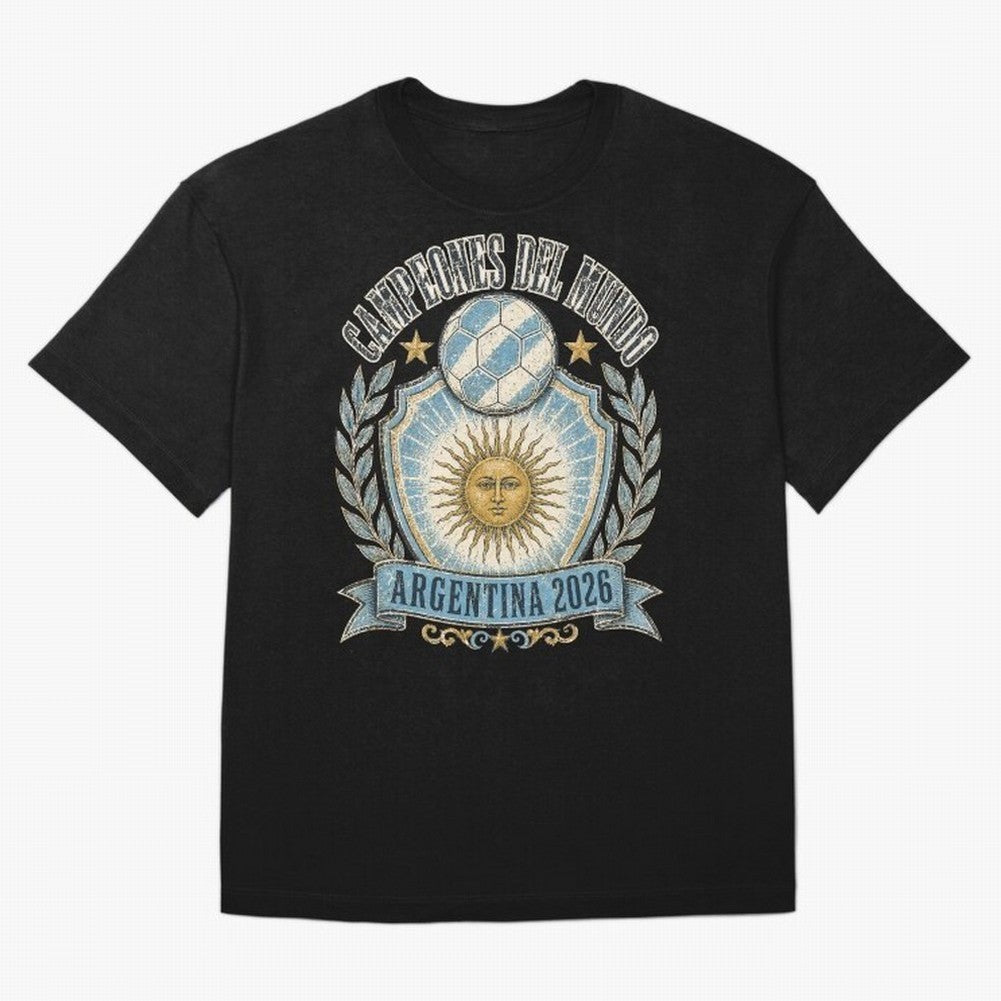 Campeones Del Mundo Argentina 2026 World Cup Soccer T-Shirt Classic T-Shirt Keep the Match Day Mood of FIFA World Cup 2026 USA Canada Mexico for Fans of Neymar and Portugal, Bringing Game Day Rituals, Football Legends, Country Pride and the Road to