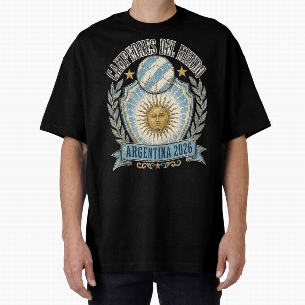 Campeones Del Mundo Argentina 2026 World Cup Soccer T-Shirt Classic T-Shirt Keep the Match Day Mood of FIFA World Cup 2026 USA Canada Mexico for Fans of Neymar and Portugal, Bringing Game Day Rituals, Football Legends, Country Pride and the Road to
