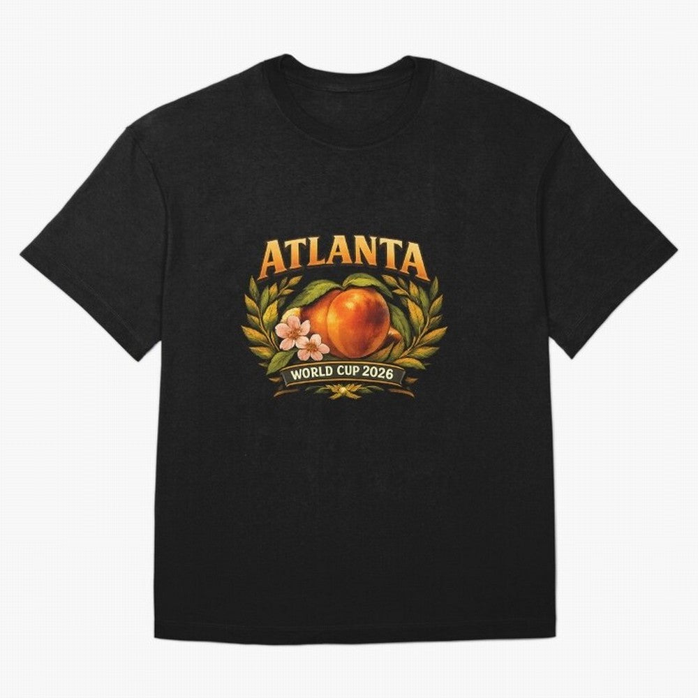 Atlanta 2026 World Cup Host City ¡ª Georgia Peach Laurel Wreath Classic T-Shirt Cheer through Every Moment of Global Football Passion for FIFA World Cup 2026, Celebrating Messi, Neymar and Mbappe, France, Fan Favorite Moments, National Team