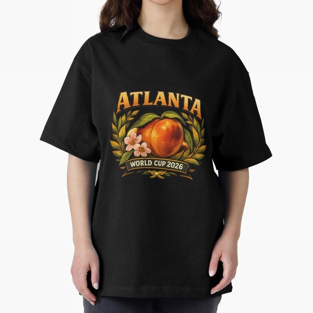 Atlanta 2026 World Cup Host City ¡ª Georgia Peach Laurel Wreath Classic T-Shirt Cheer through Every Moment of Global Football Passion for FIFA World Cup 2026, Celebrating Messi, Neymar and Mbappe, France, Fan Favorite Moments, National Team
