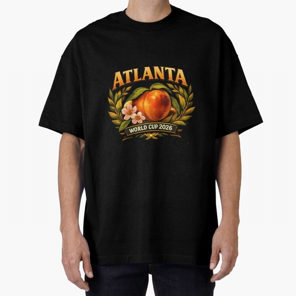 Atlanta 2026 World Cup Host City ¡ª Georgia Peach Laurel Wreath Classic T-Shirt Cheer through Every Moment of Global Football Passion for FIFA World Cup 2026, Celebrating Messi, Neymar and Mbappe, France, Fan Favorite Moments, National Team
